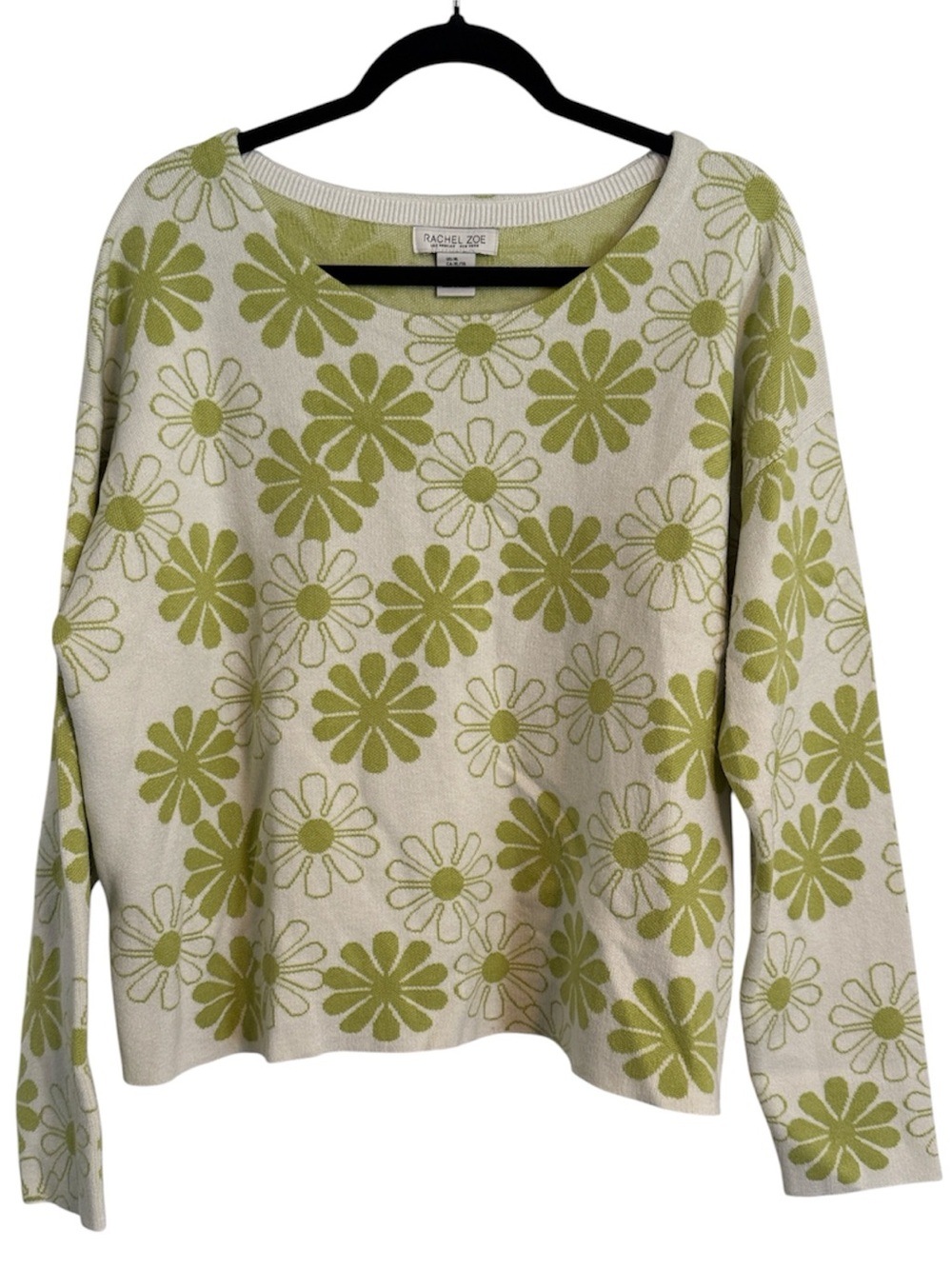 Rachel Zoe Retro Floral Print Crewneck Sweater